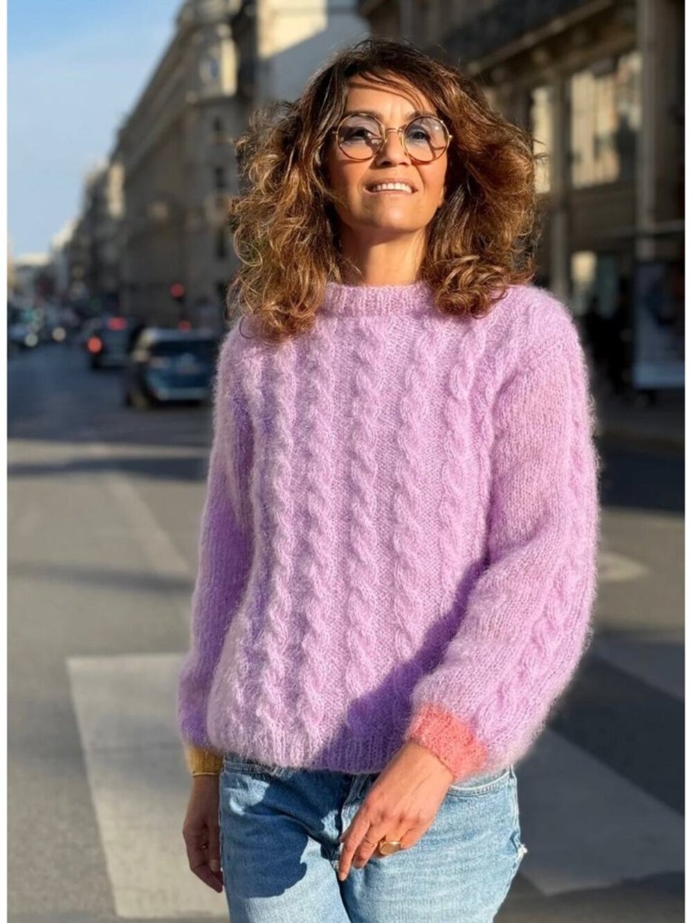 NEW Rose Carmine Handmade Knit My Beautiful Sweater Torsades Pink Size: 1